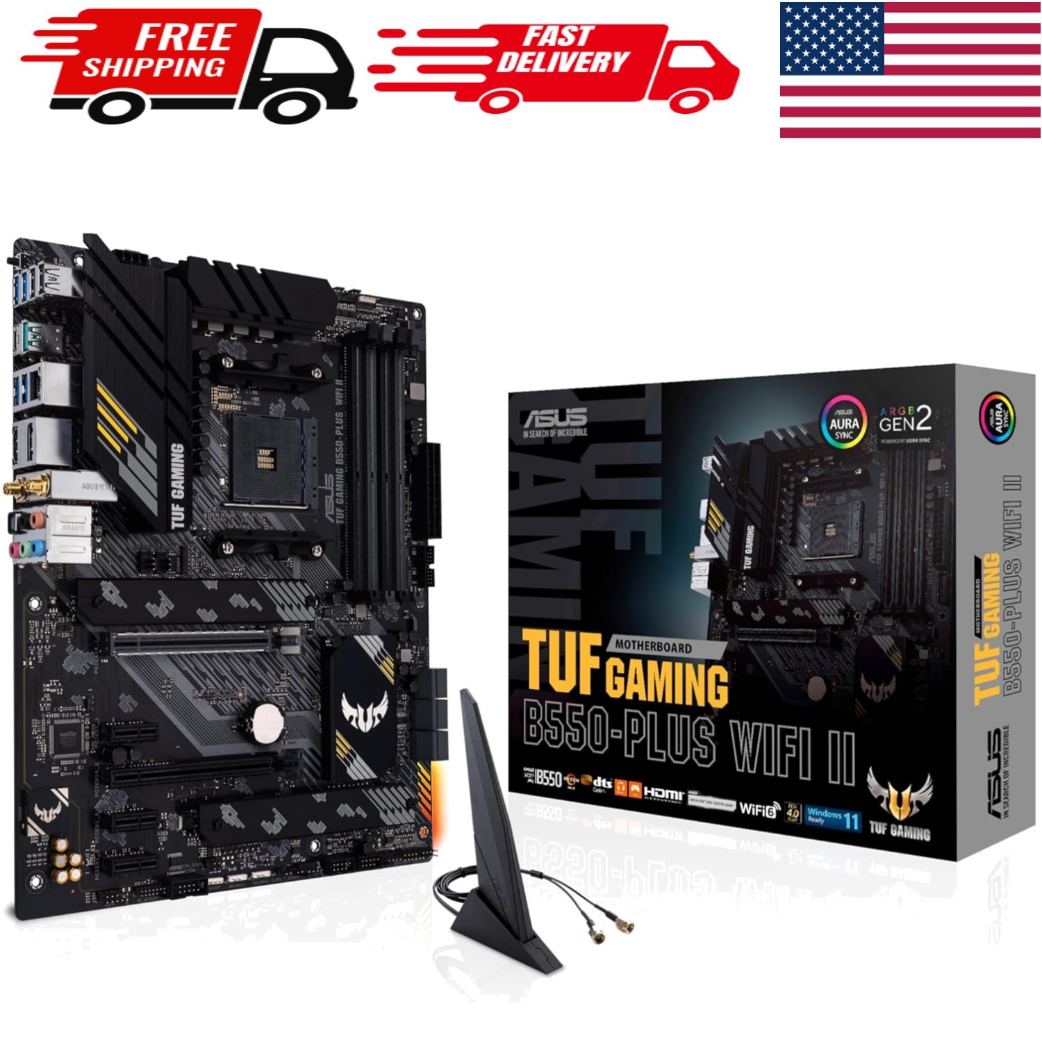 Durable TUF Gaming B550-PLUS WiFi II Motherboard - 128GB RAM Support & USB 3.2