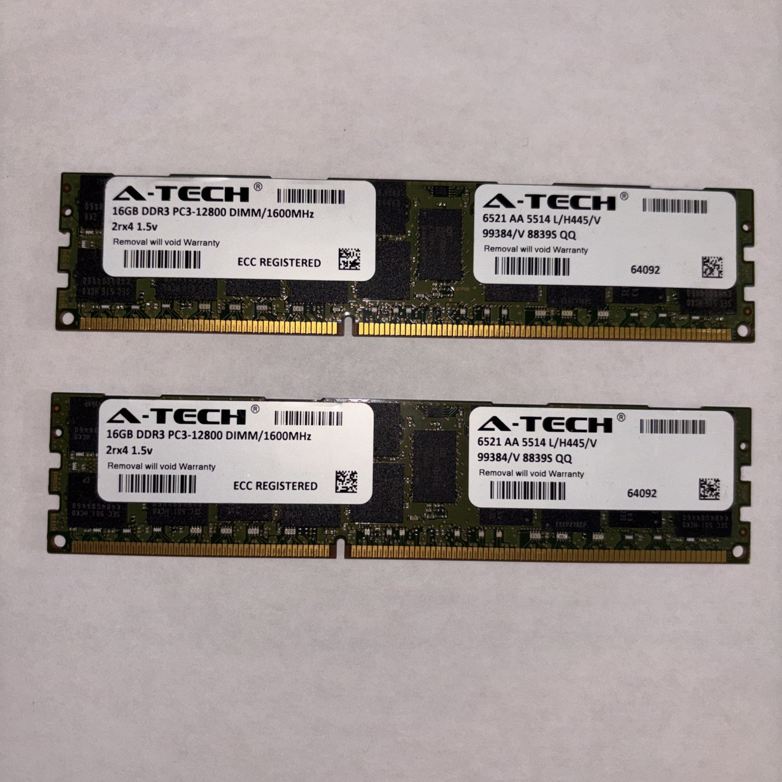 A-Tech 32GB RAM (2 x 16GB) PC3-12800 2Rx4 1.5V ECC RDIMM , Open box