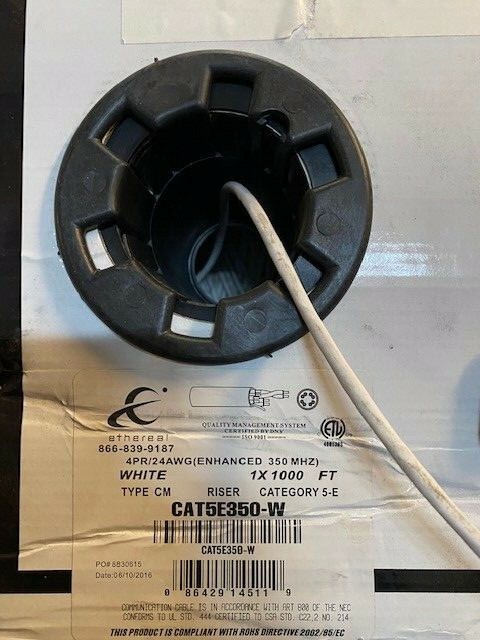 (1,000 FT) Ethereal CAT5E350-W 24-Gauge Cat-5 Cable