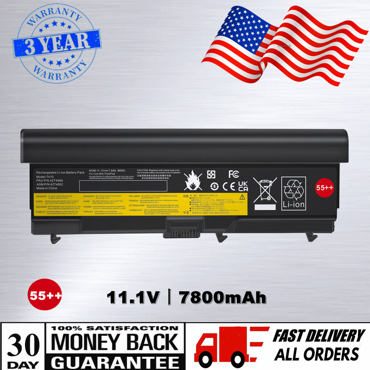 For Lenovo 55++ Battery 42T4798 42T4799 T410 T420 T510 T520 W510 W520 SL410
