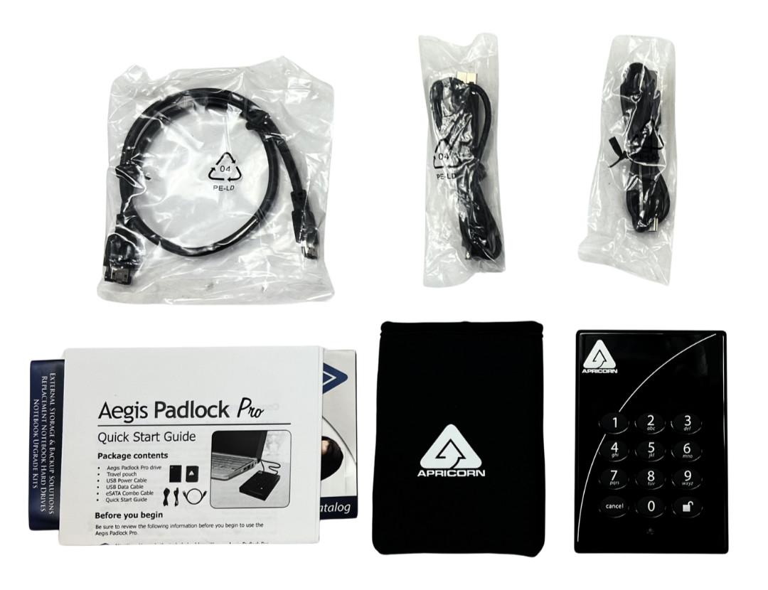 Apricorn A25-PLe256-500 Aegis Padlock 500GB Secure USB HDD with AES Encryption