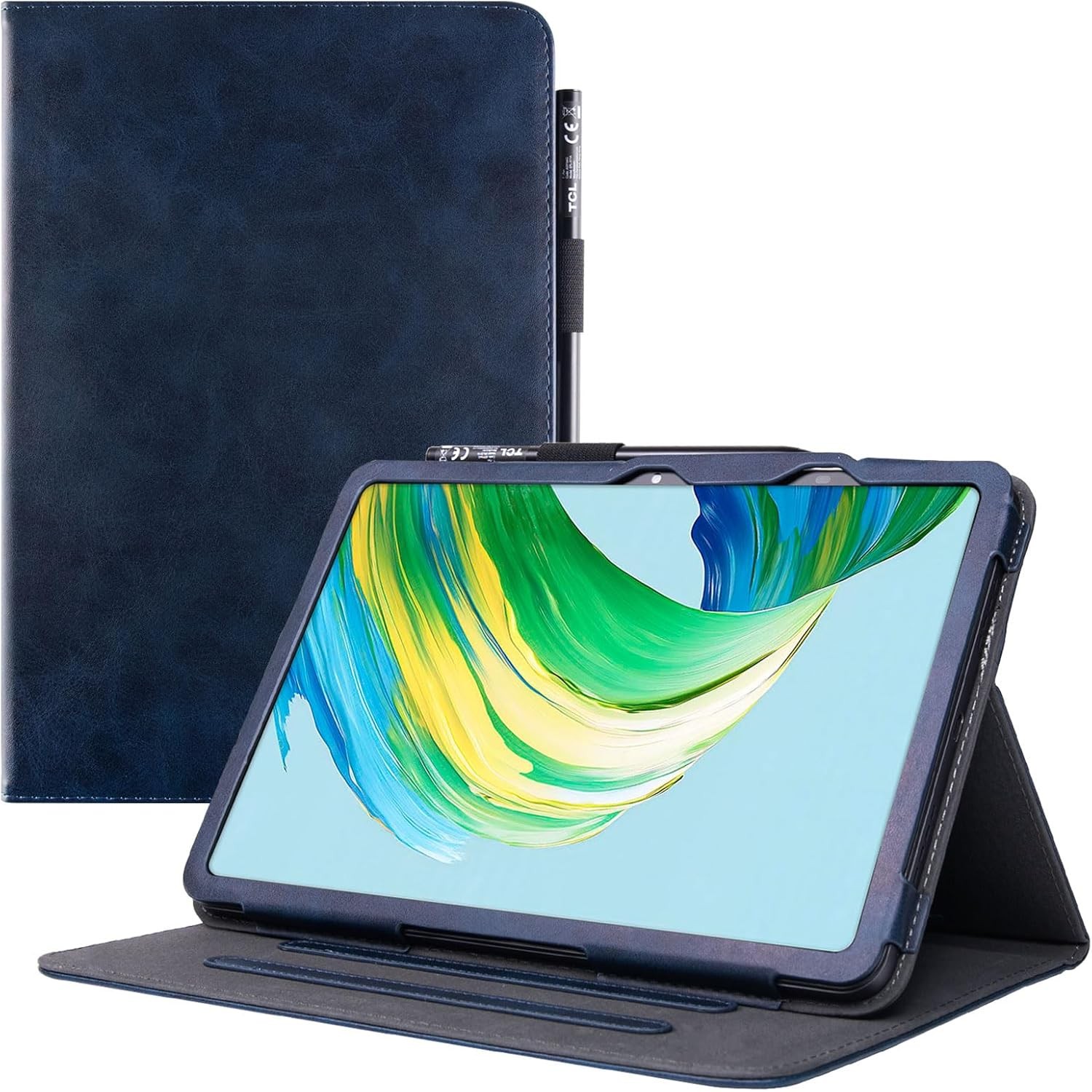 Case for TCL NxtPaper 11 Plus Tablet - Dark Blue Vegan PU Leather Folio Cover