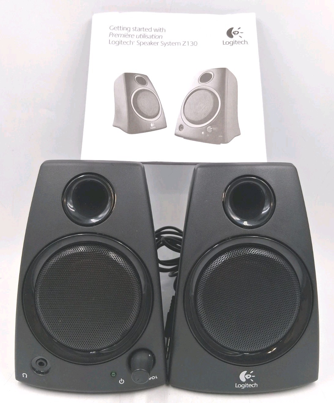 Logitech Z130 10W Full Stereo Sound 3.5mm Jack Compact Speakers Tested Working