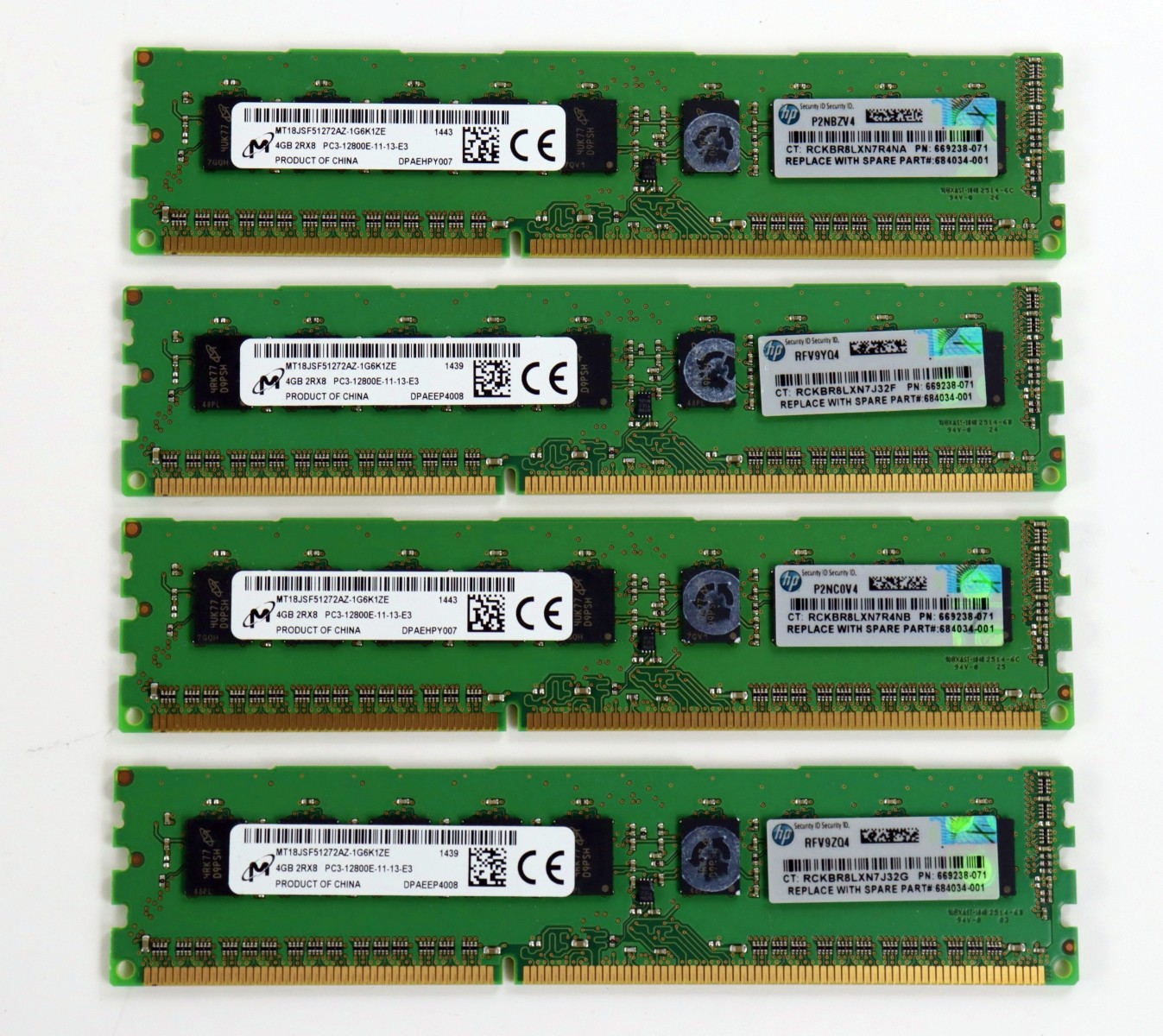Micron 16GB (4x4GB) PC3-12800E 1600MHz DDR3 ECC Memory MT18JSF51272AZ-1G6K1