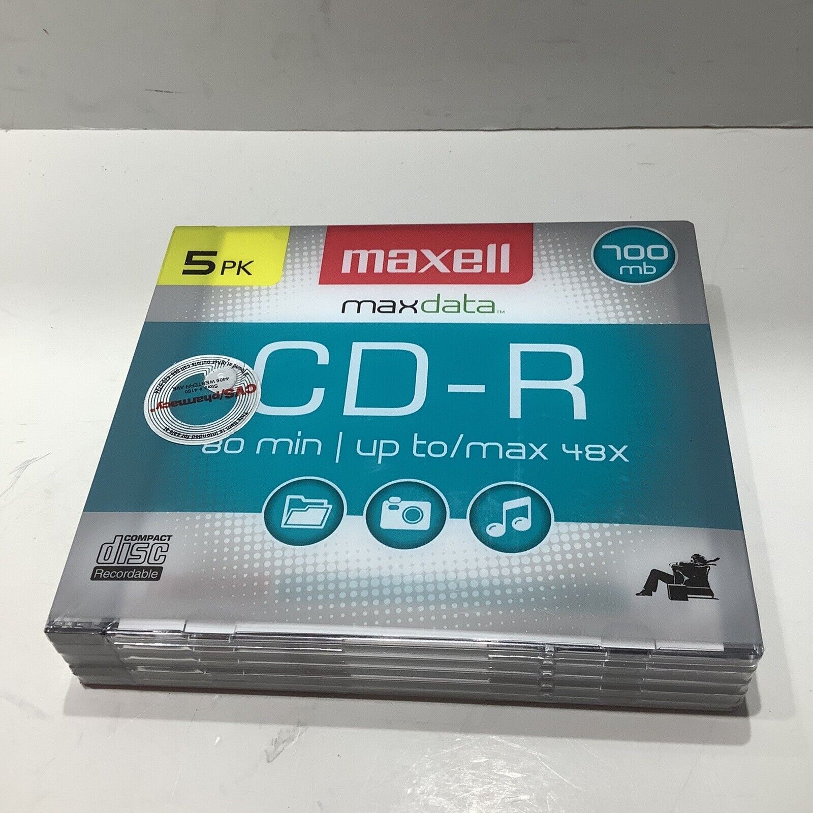 Maxell 5pk Blank Audio Data Recordable CD-R 80min 700MB Maxdata New Sealed