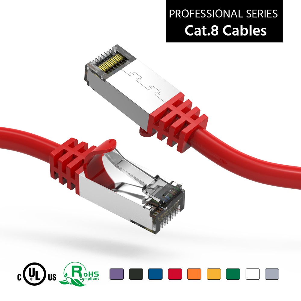 20 Pack of 4Ft CAT8 S/FTP Ethernet Network Cable Red 26AWG