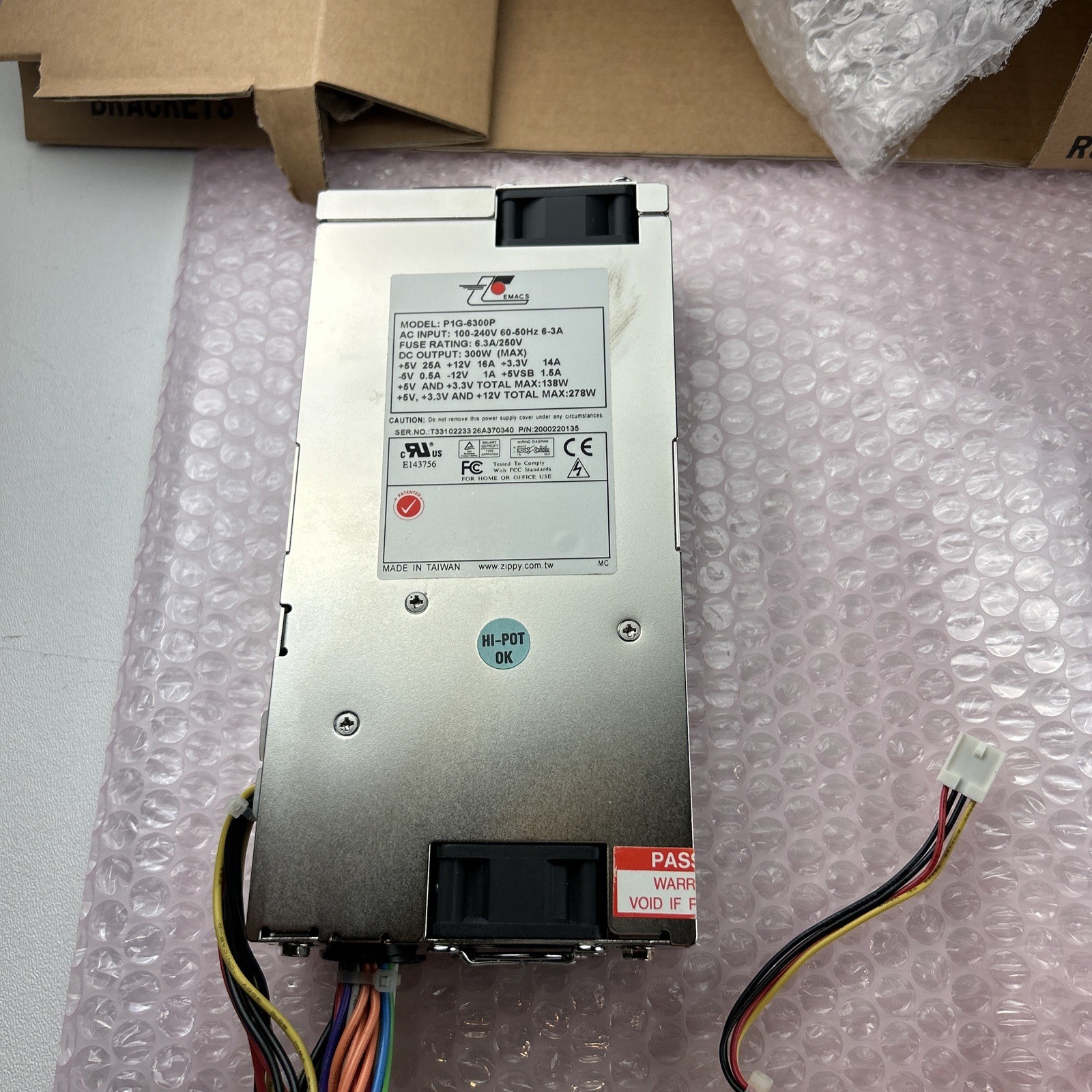 PIG-6300P New Zippy/EMACS Swiching power supply. m/n P1G-6300P, P1G-6300P.