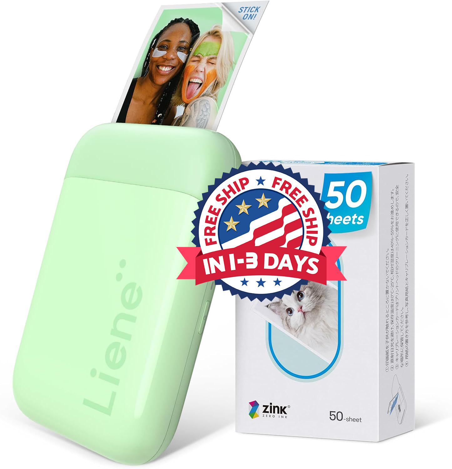 Mini impresora fotográfica instantánea portátil Bluetooth 5.0 de 2 x 3 pulgadas