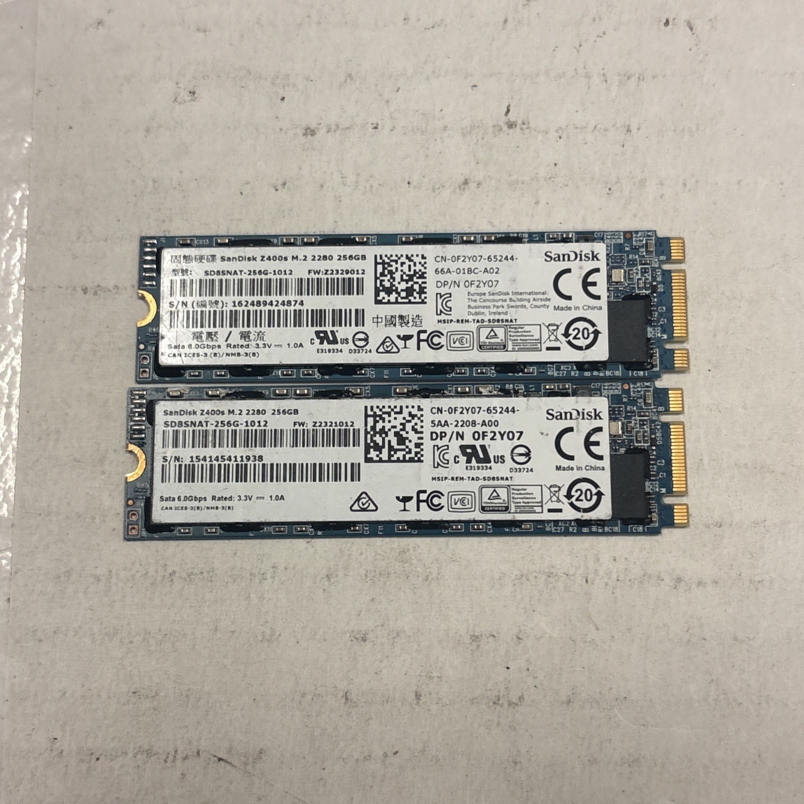 Lot Of 2 SANDISK Z400s 256GB M.2 SATA 2280 SSD SD8SNAT-256G-1006