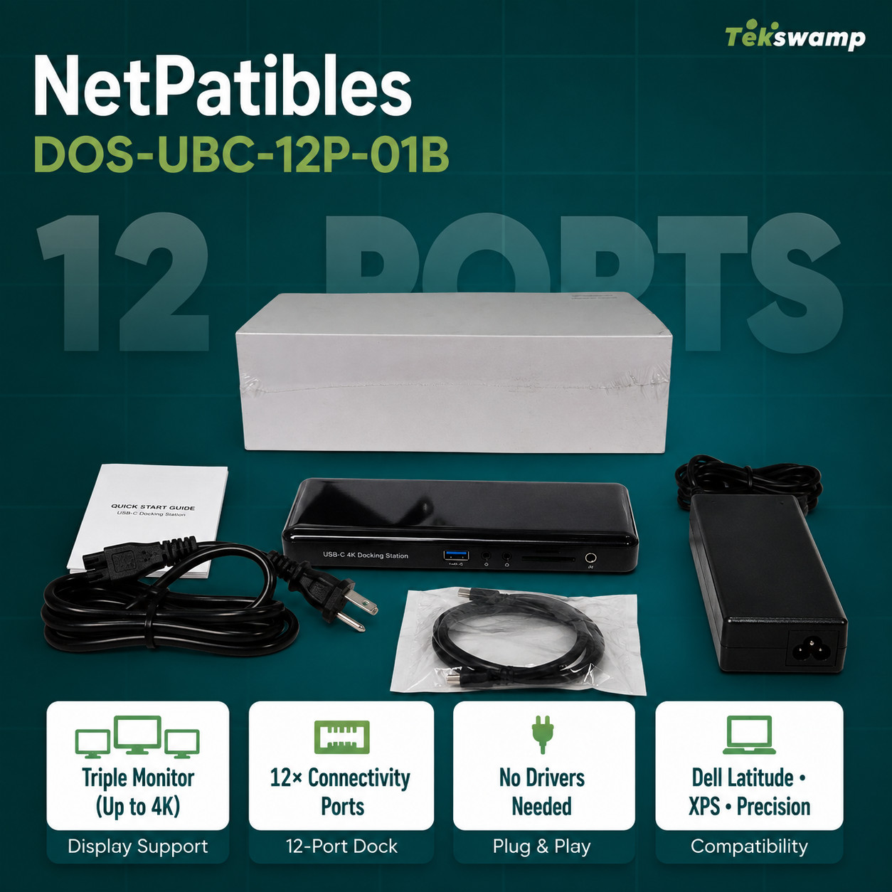 NEW Triple Monitor 12-in-1 Dock Station for ExpertBook B1400 B1500 B3402 B5302
