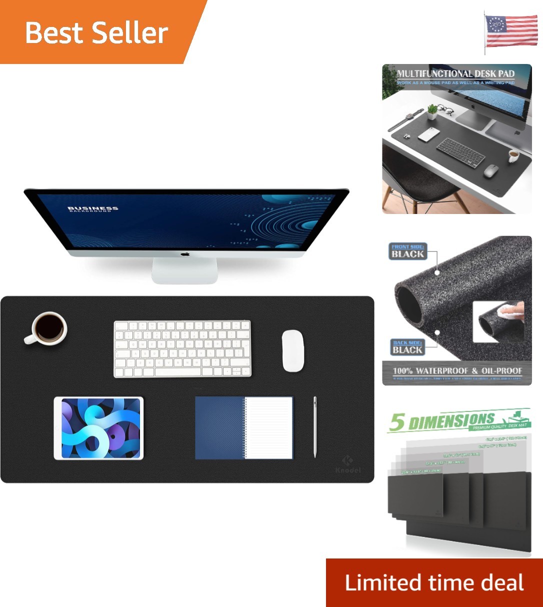 Multi-Functional Black Leather Desk Mat - Protects & Enhances Your Workspace