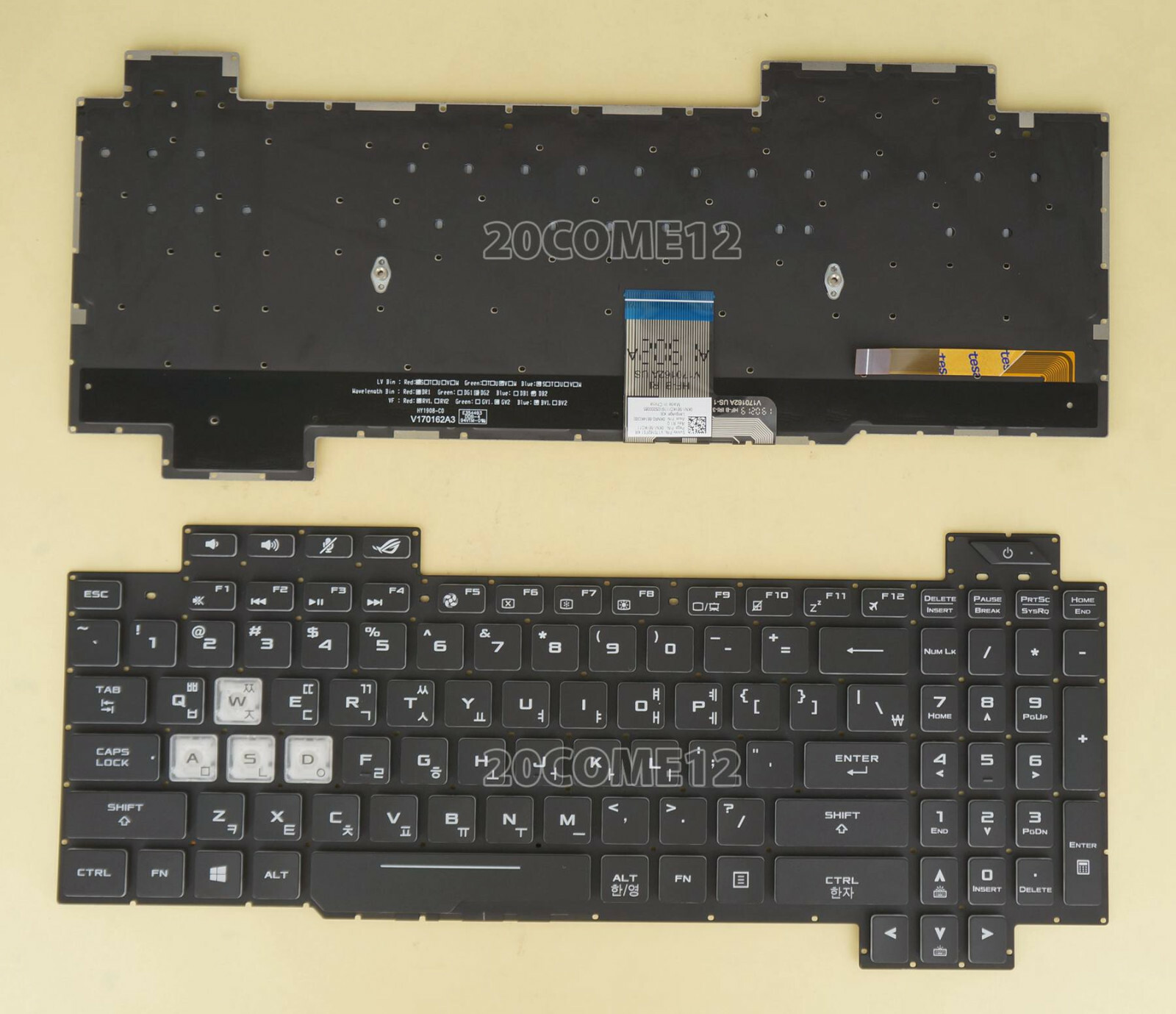 FOR ASUS GL504GV GL504GW KEYBOARD Color backlit Korean & US WASD white