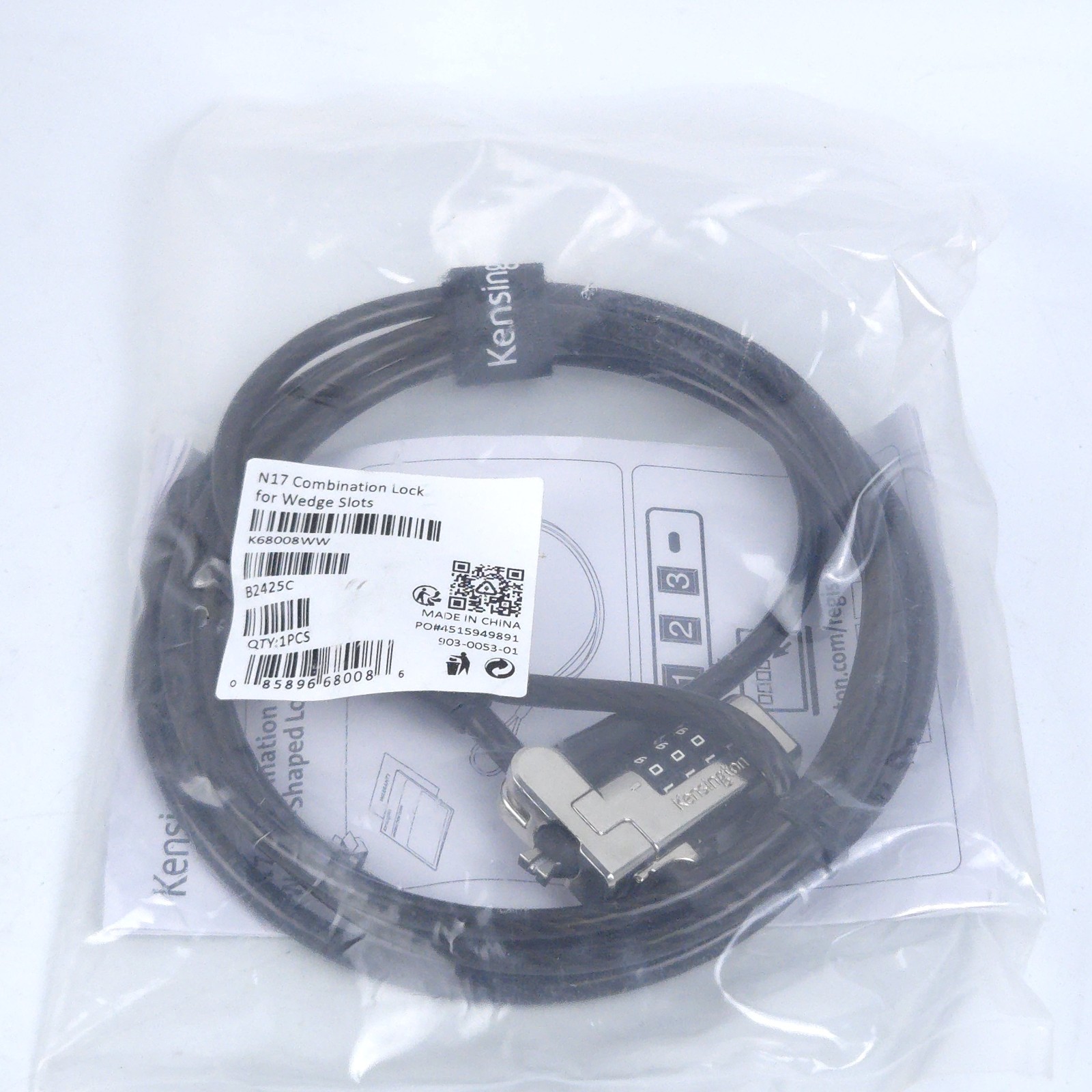 Kensington N17 Combination Laptop Lock For Wedge Slots K68008WW