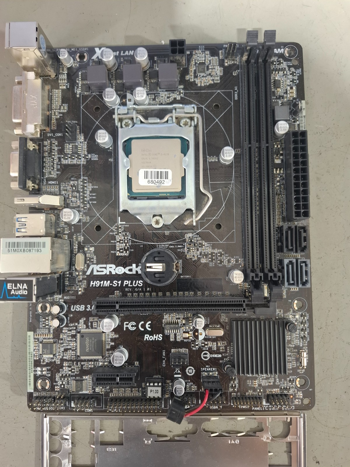 ASRock H91M-S1 PLUS mATX Motherboard w/ i3-3.70GHZ
