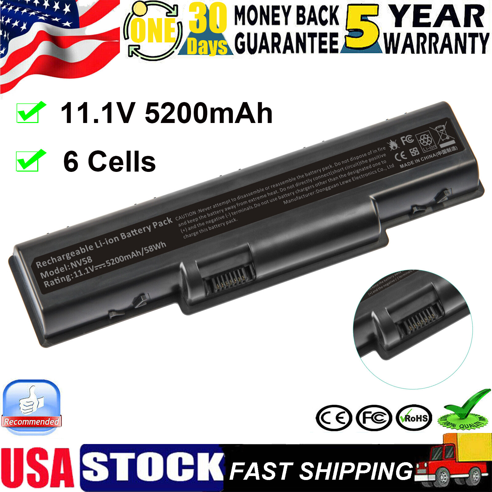 Battery for Gateway NV52 NV53 NV56 Acer AS09A31 AS09A61 AS09A51 AS09A41 AS09A71