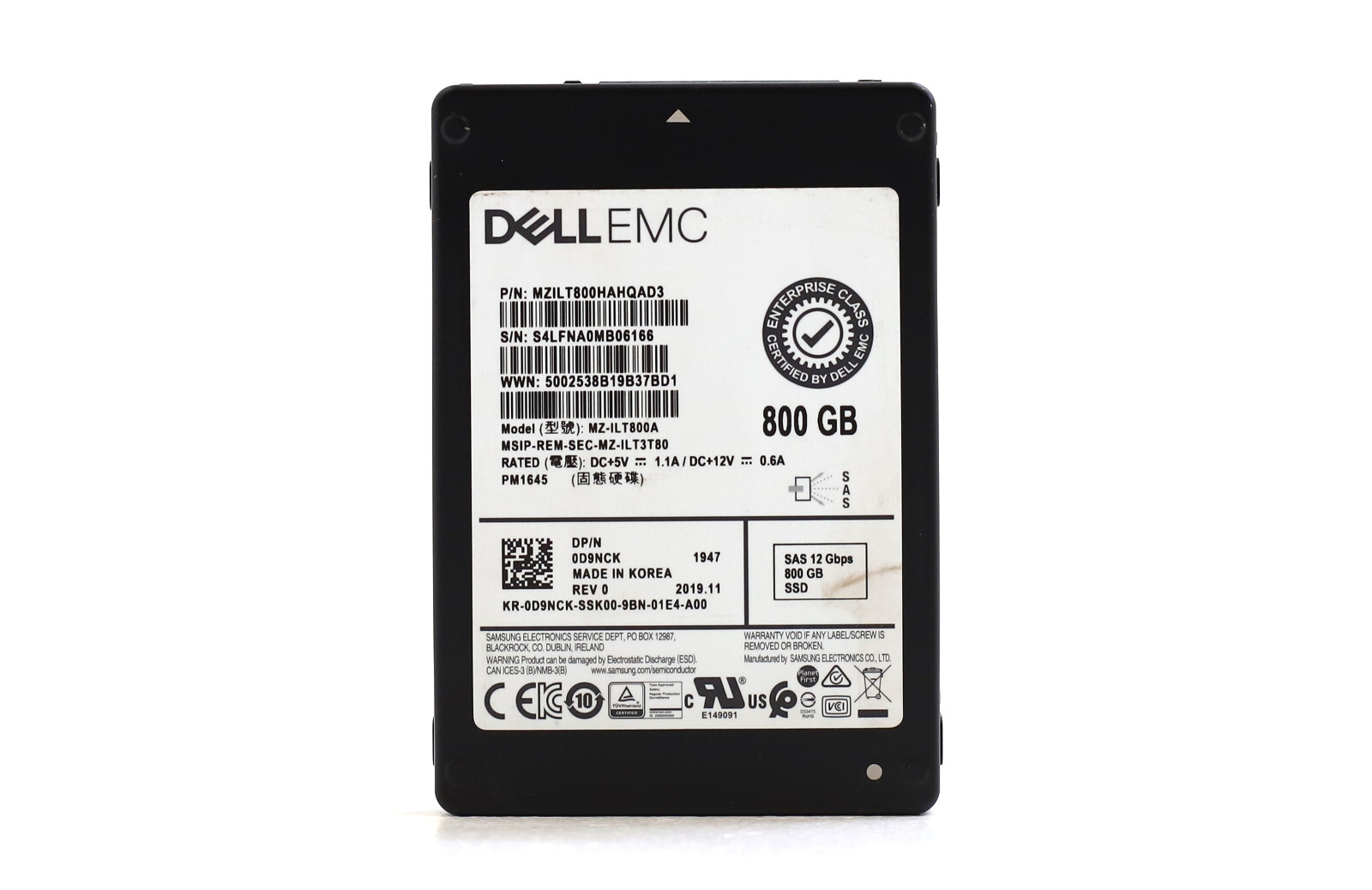 Dell MZ-1LT800A 800GB 2.5" 12Gb/s SAS Solid State Drive Dell P/N: 0D9NCK Tested