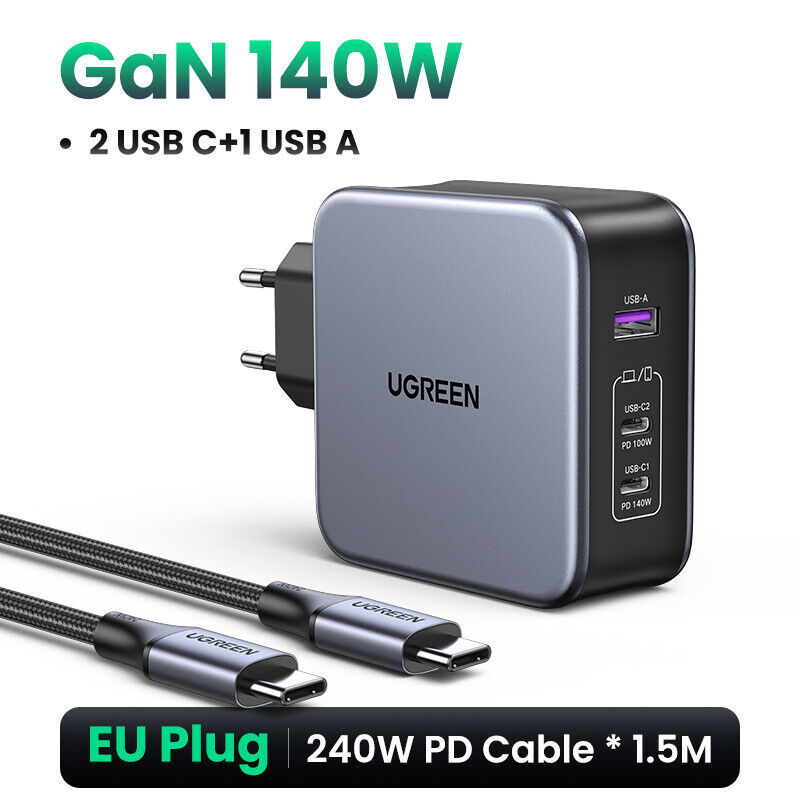 UGREEN USB C Charger 140W Nexode PPS PD 3.1 3-Port GaN Laptop Charger