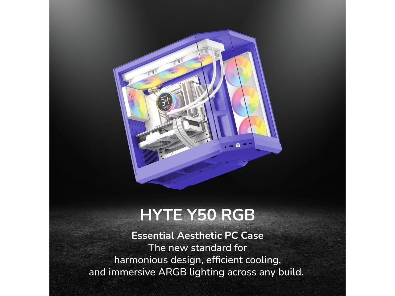 HYTE Y50 RGB Essential Aesthetic Gaming PC Case - 4 aRGB Fans (1x 120mm + 1x