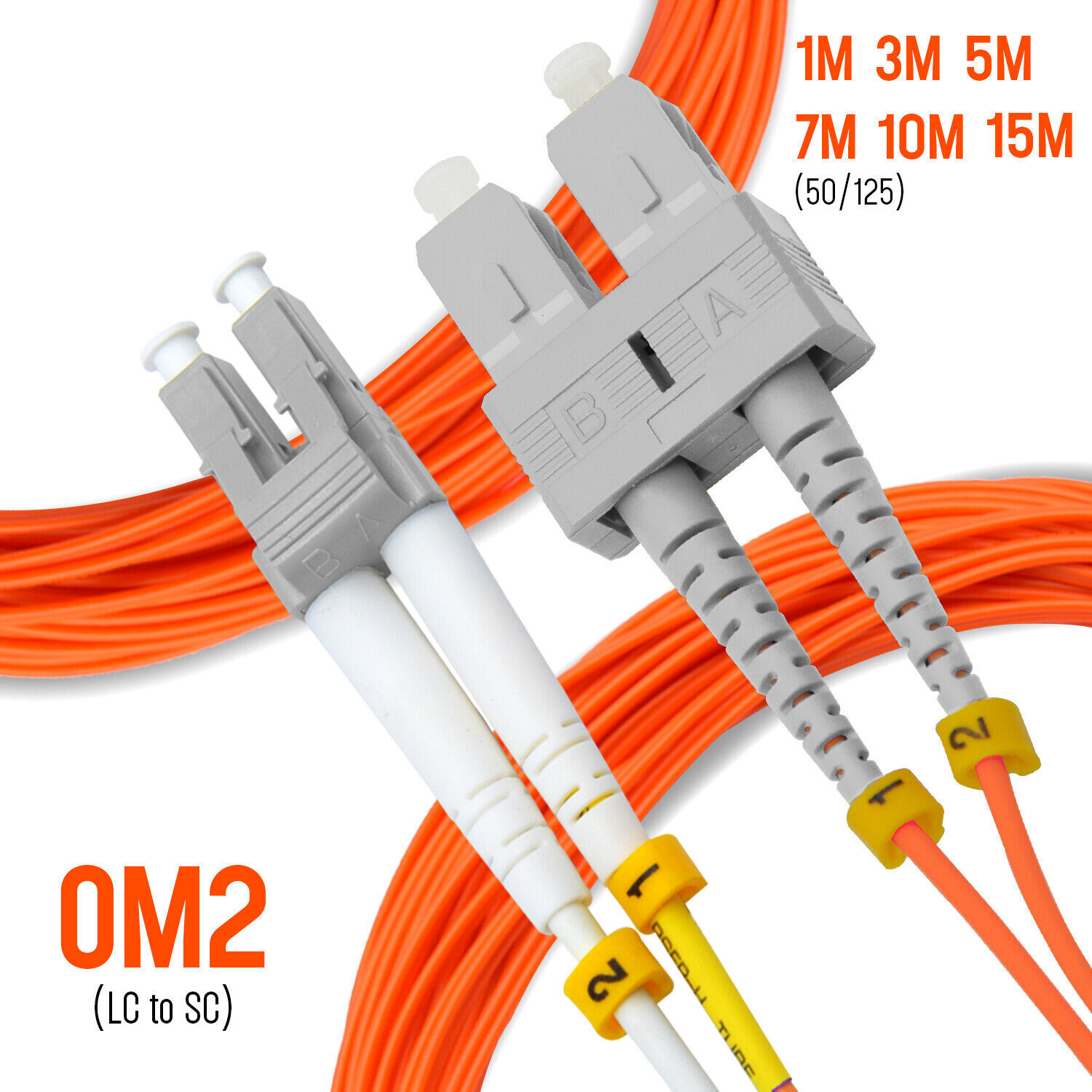 SIIG OM2 LC to SC  50/125 Fiber Optic Patch Cable Multimode Duplex Orange Cord
