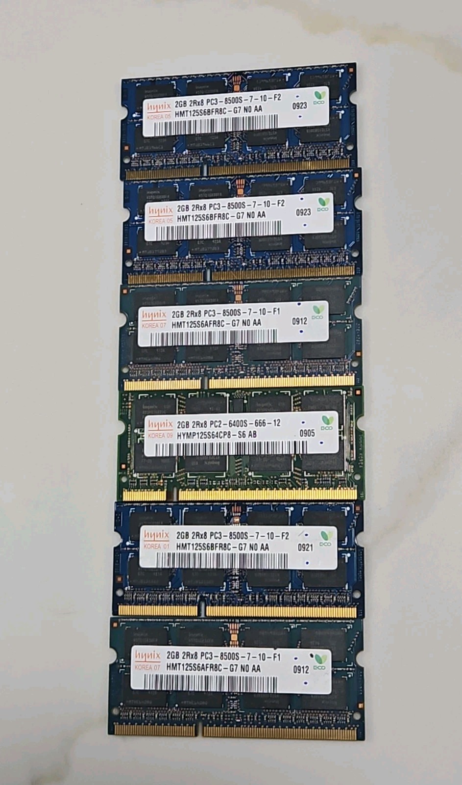 **LOT OF 6** Hynix Ram 2GB 2Rx8 PC3-8500S-7-10-F2 DDR3 HMT125S6BFR8C-G7