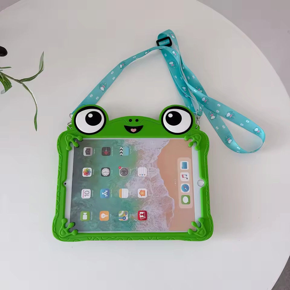 For IPad A16 Air 2 3 4 5 6 10.9 Mini 6 7 Generation Tablet Case 3D Cartoon Frog 