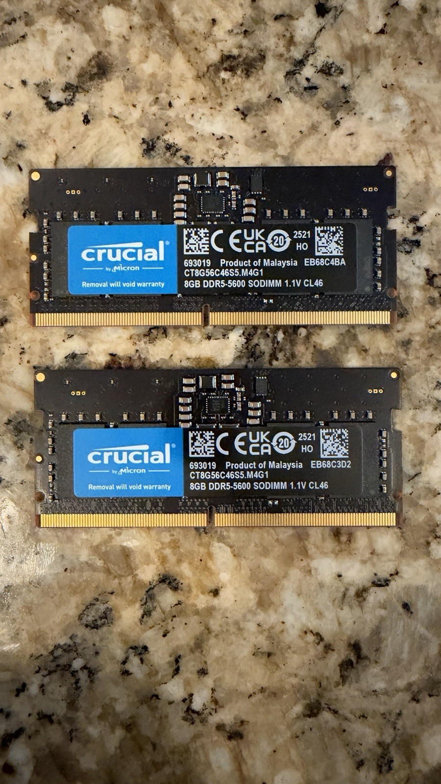 Crucial 8GB DDR5-5600 SODIMM Notebook Memory CT8G56C46S5  