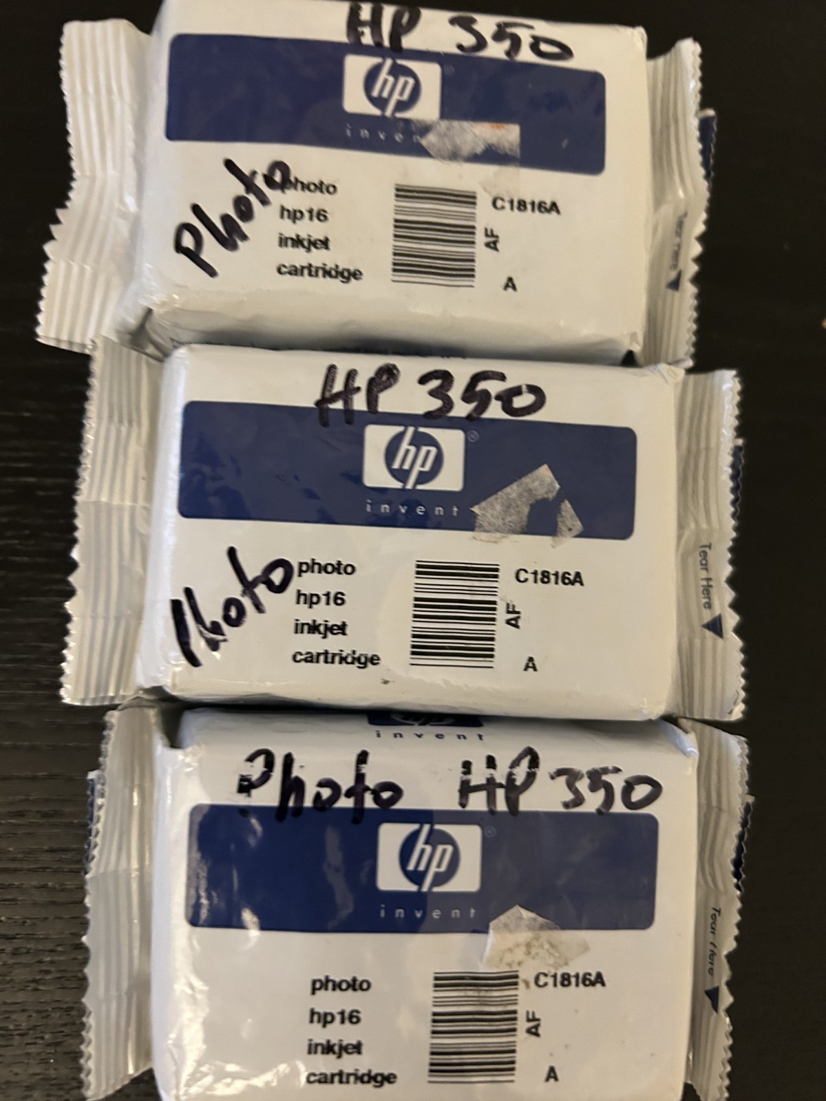 (3) HP 16A Genuine Photo Color Ink Cartridge C1816A - New Sealed OEM Original