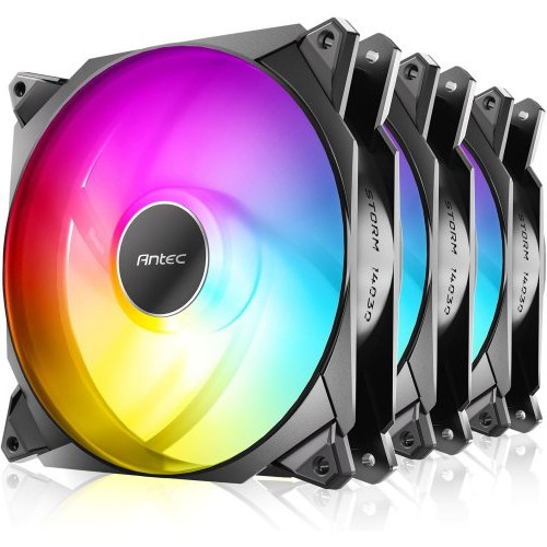 Antec Storm T3 140mm Black ARGB 3 Pack PC Computer Case Fans AN3-FST3140-3