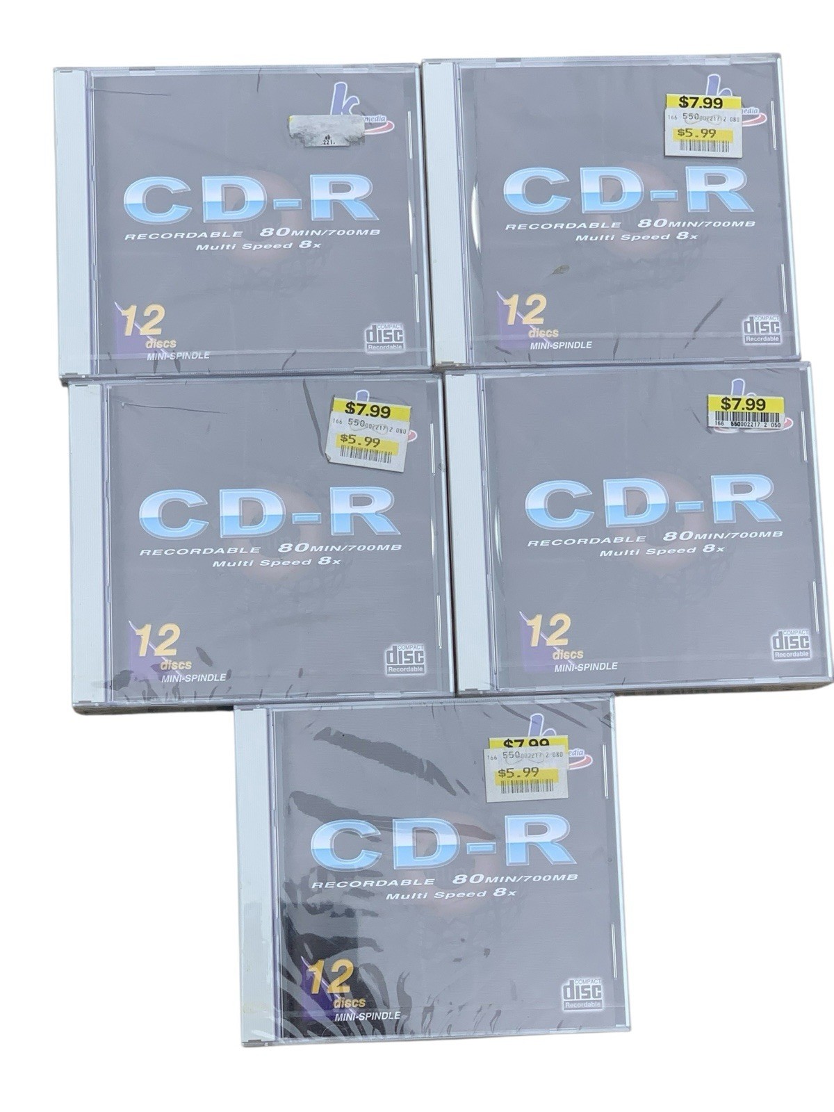 CD-R 12 Pack 80min/700mb 8x Speed Recordable Blank Disc Lot Of 5