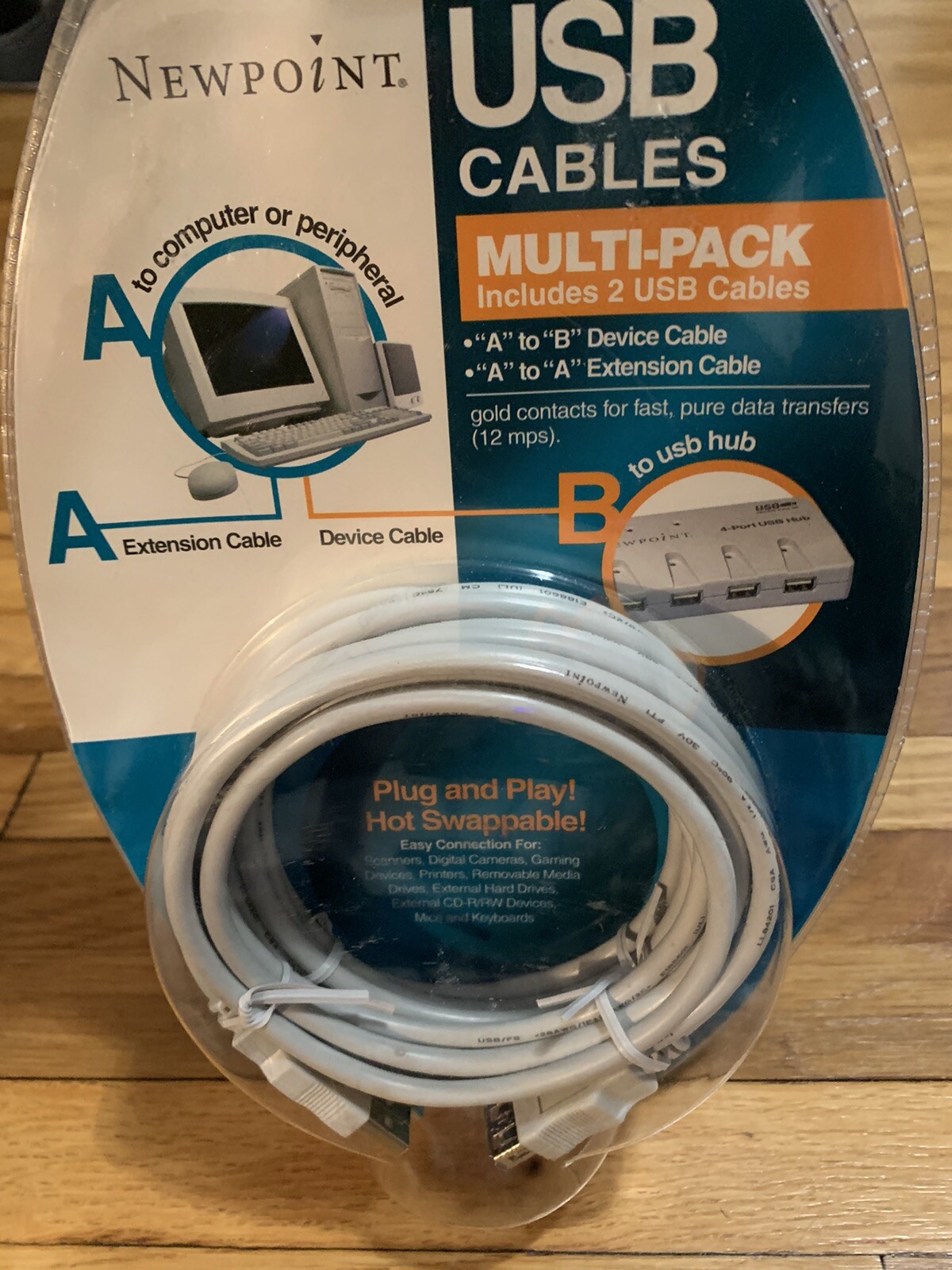 Newpoint USB Cables Multi-Pack Includes A/B Device + A/A Extension Cables