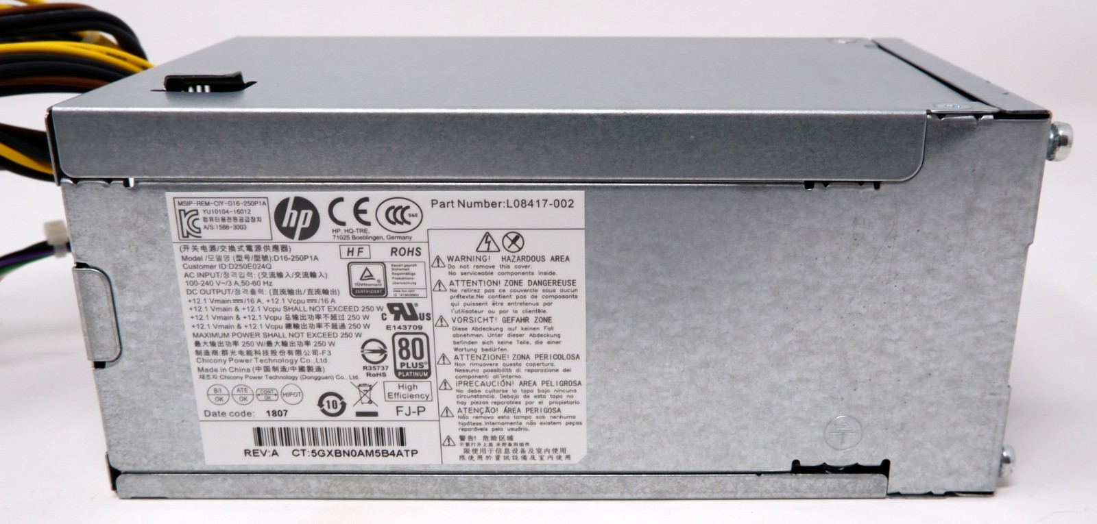HP L08417-002 250W 100-240V POWER SUPPLY UNIT PSU 80+ PLATINUM, PRODESK+ - NEW