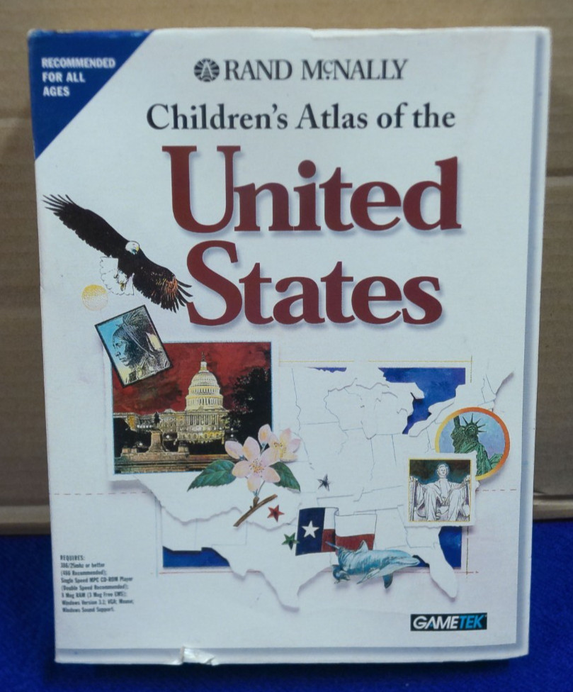 Gametek 1994 Rand McNally Children’s Atlas Of The Untied States Windows 3.1 NEW