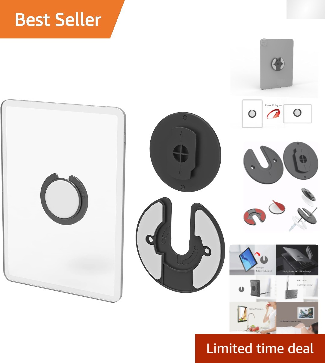 Wall-Mounted Tablet Holder with Hidden Storage – Fits iPad & Kindle (2-Pack)