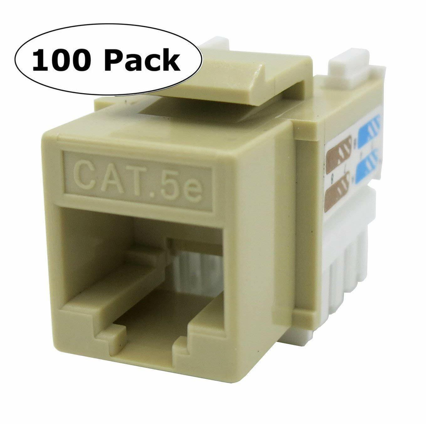 100 Lot CNAweb Cat5e RJ45 Modular Keystone Network Jack, 110 Style, Ivory