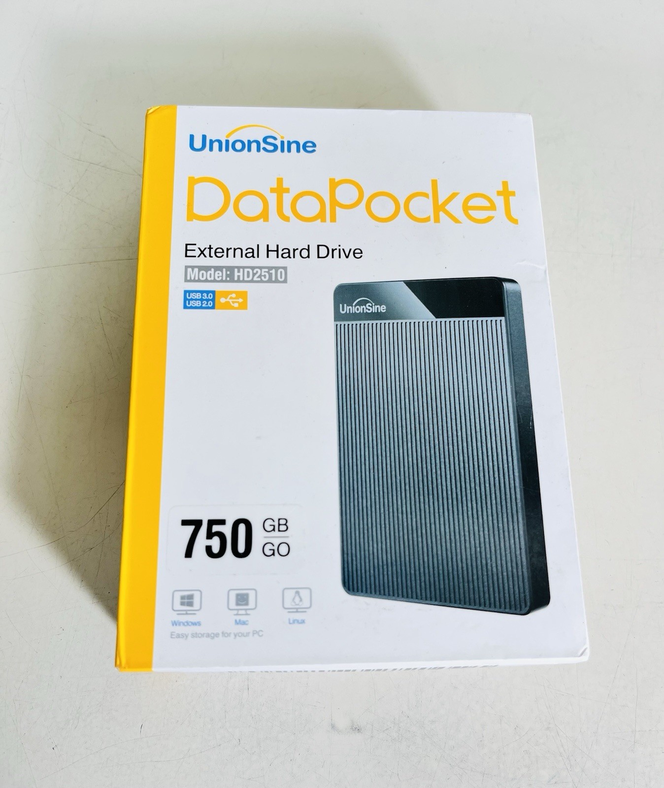 UnionSine 750GB 2.5" Ultra Slim Portable External Hard Drive HDD-USB 3.0 for PC,