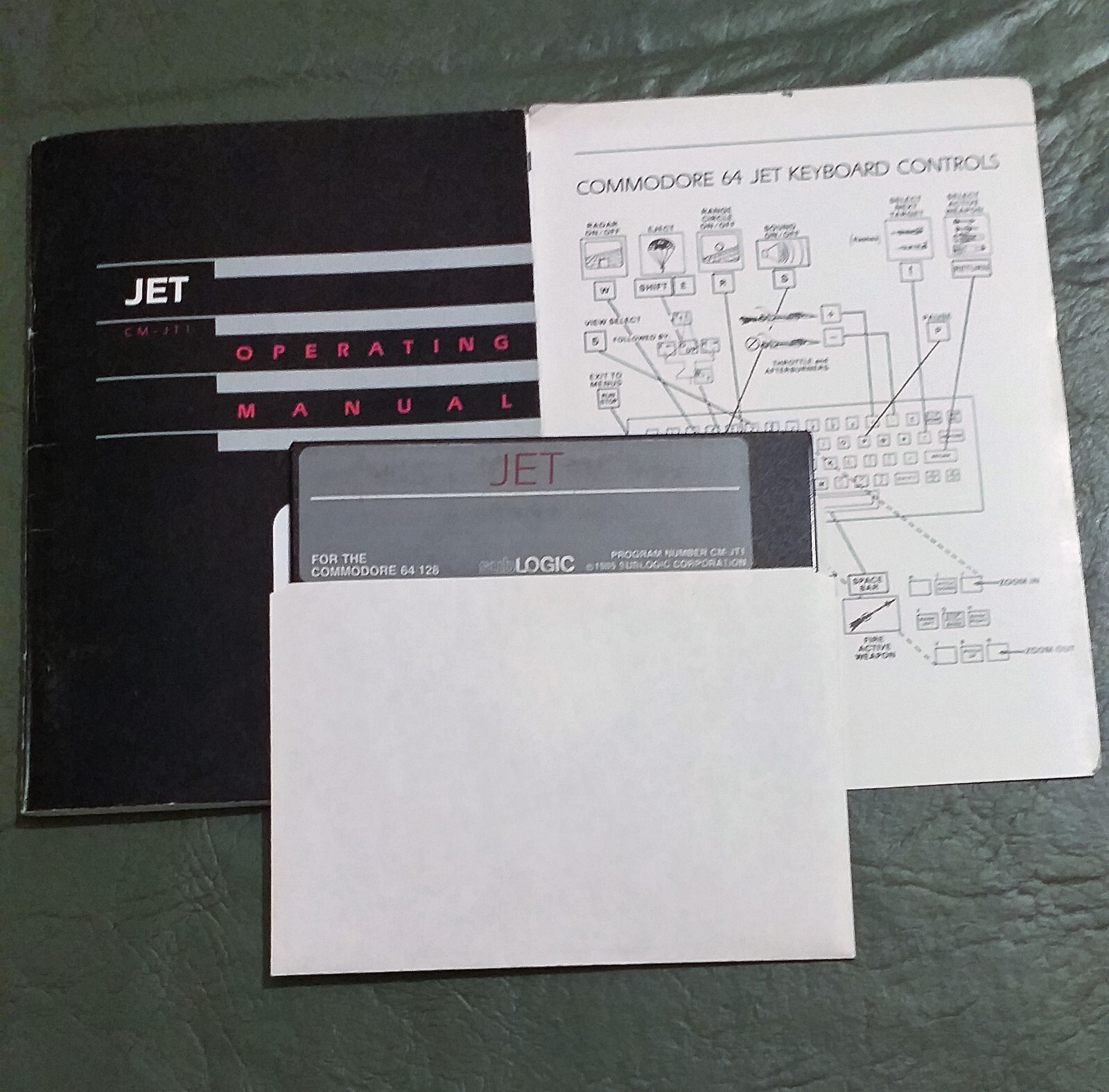 Jet SubLogic Program 5.25 disk for C- 64/128 +  Operating Manual + Jet Controls