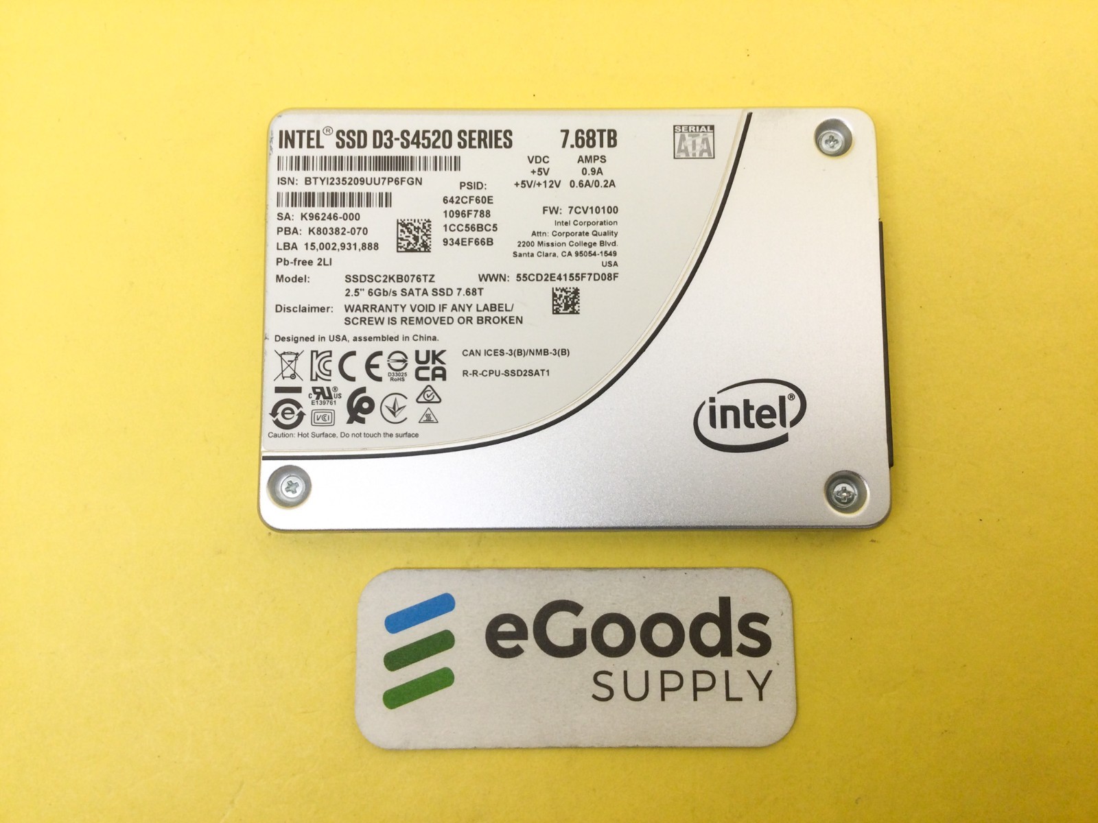Intel D3-S4520 Series 7.68TB SATA 6Gb/s 2.5in SSD SSDSC2KB076TZ