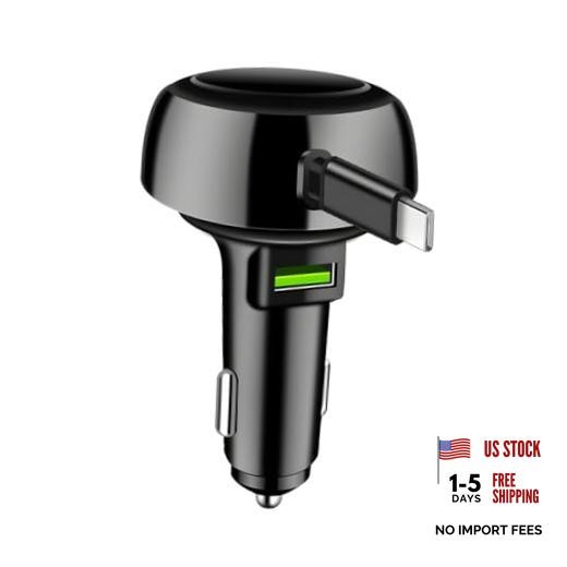 Retractable Car Charger, 2 in 1 Super Fast Vehicle Phone Charger Adapter for