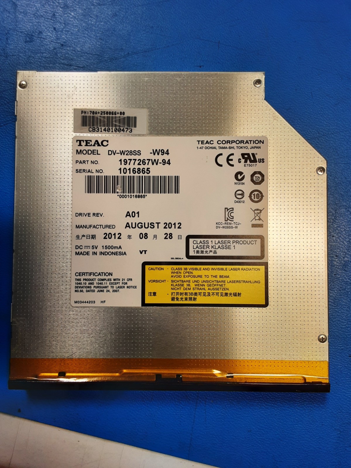 TEAC DV-W28SS-W94 SATA Slim Slot Load DVD±RW Optical Drive Burner 1977267W-94
