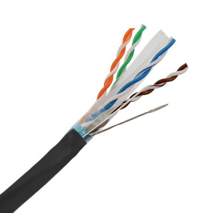 CAT6A Shielded Outdoor Direct Burial UV Cable 10G SOLID COPPER Wire Black 150FT