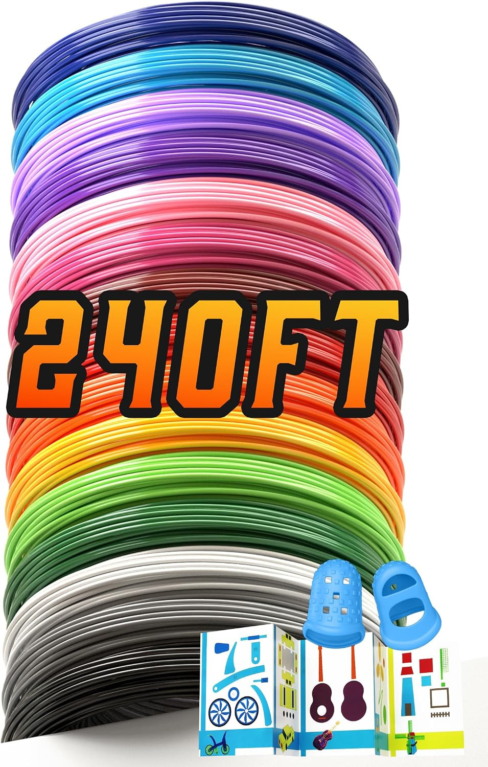 3D Pen Filament Refills, 15 Colors, 16 ft per Color, 240 ft Total