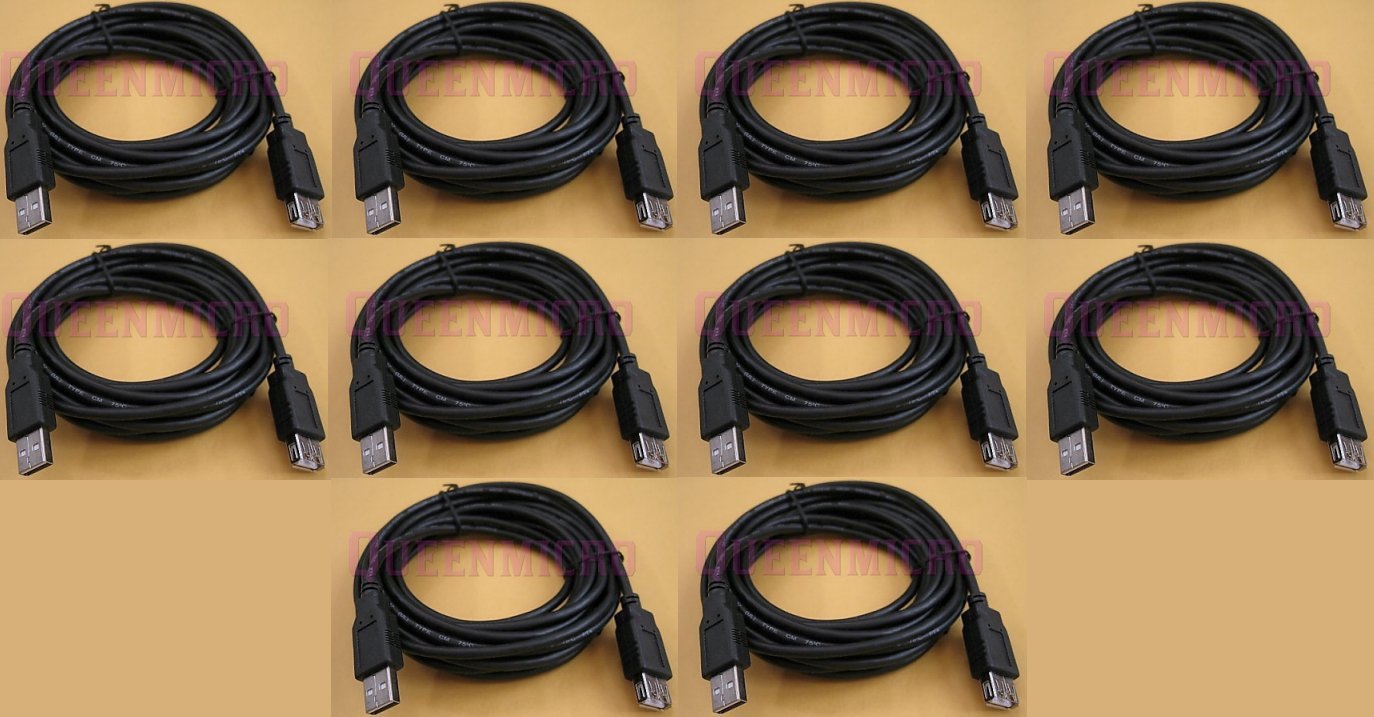 10 Lot x 10Ft PREMIUM USB 2.0 Male to Female Extension Cord Shielded Cable 10'Ft