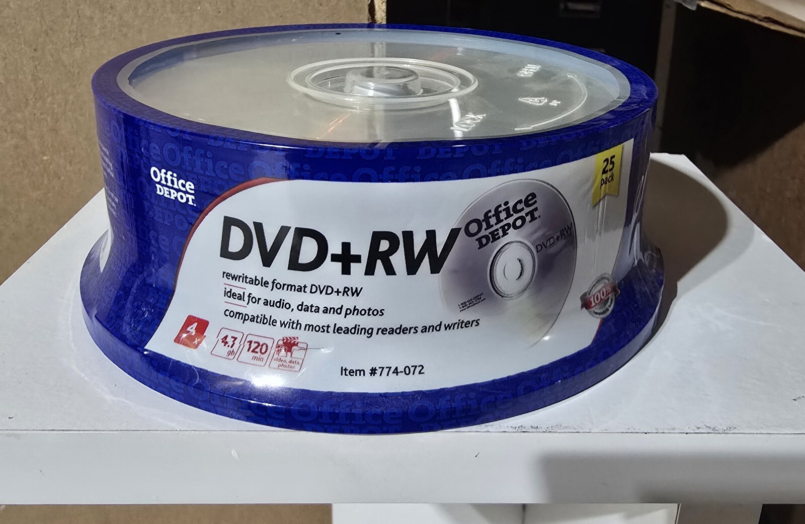 Office Depot DVD-RW 4X 4.7GB 120 Min. 25 Pack Media Rewritable Discs New Sealed 