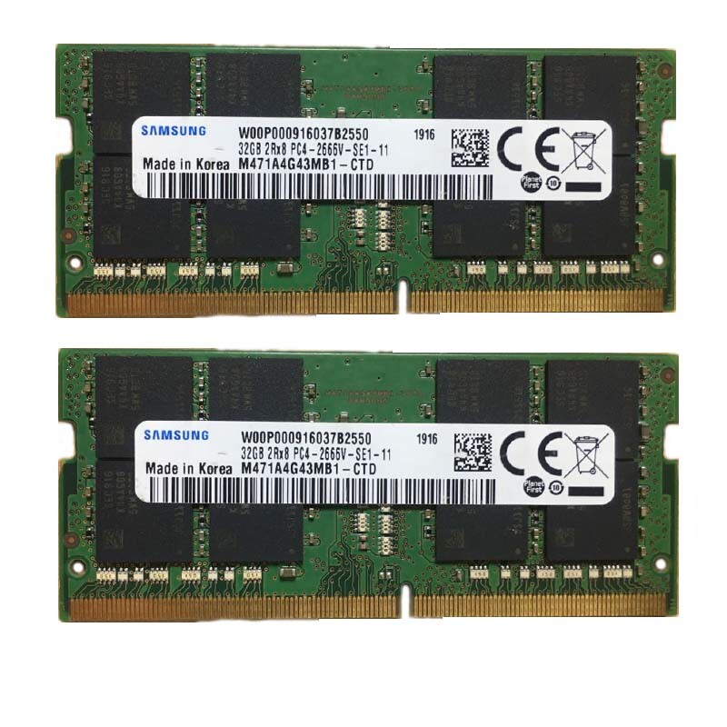 Samsung 2x32GB 2RX8 DDR4-2666V PC4-21300S SO-DIMM Laptop Memory RAM%