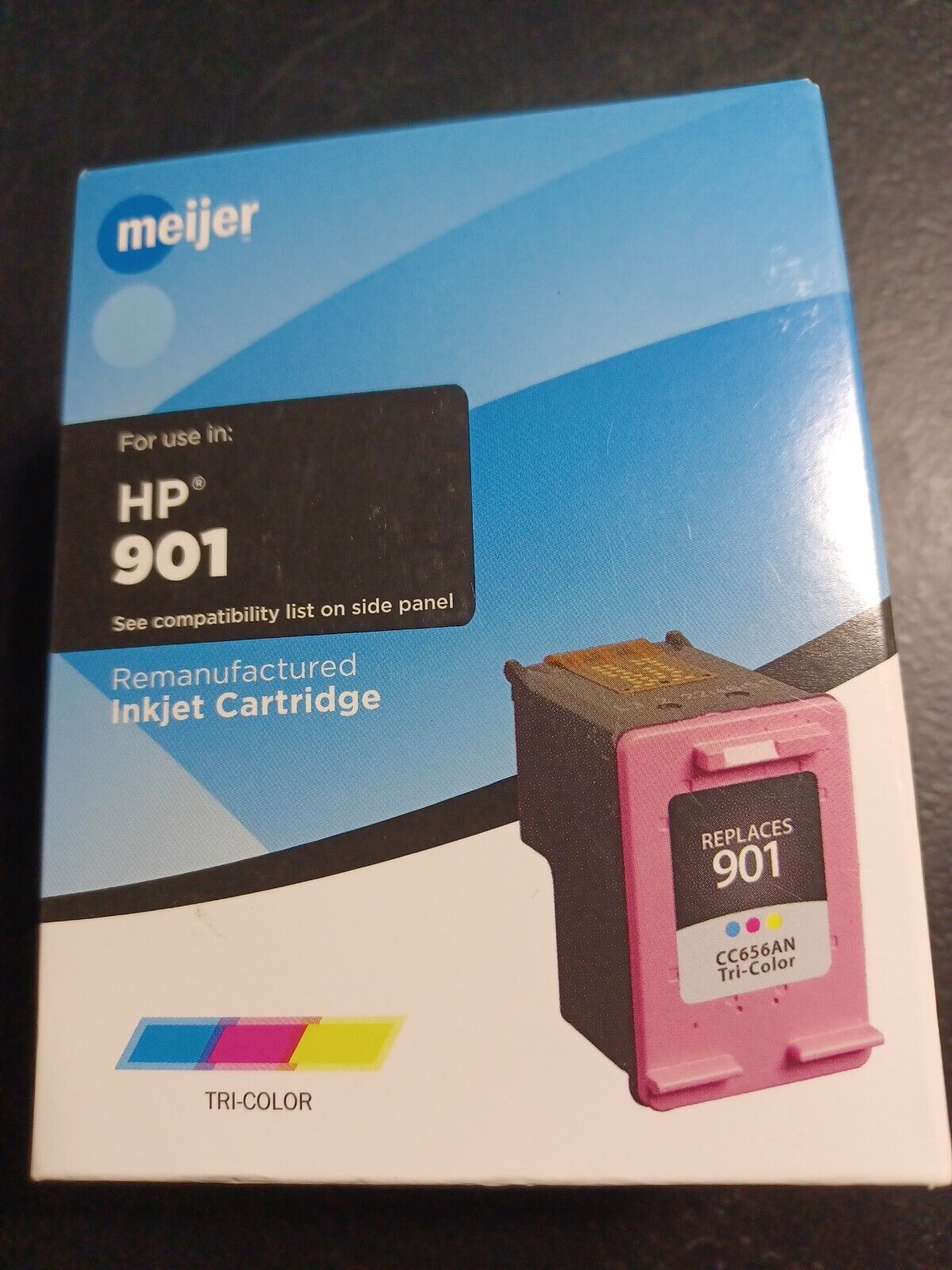 New Sealed Meijer( For use with Hp 901) Tri-Color Remanufactured Ink Cartridge