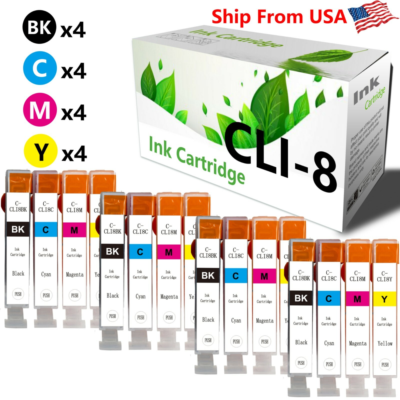16PK CLI8 CLI-8 Ink Cartridge for PIXMA iP4200 PIXMA iP4500 PIXMA MP800R