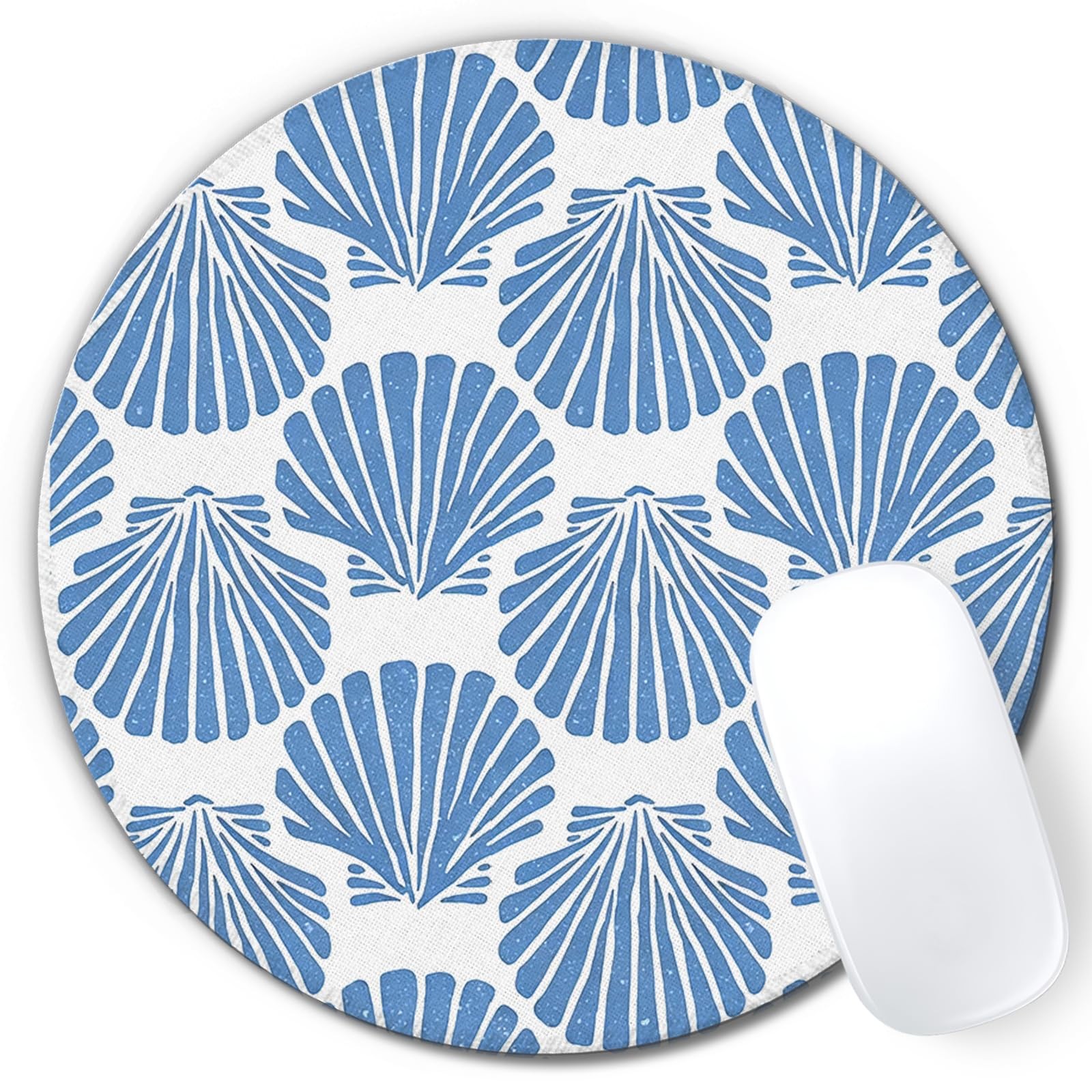 Blue Coastal Oyster Round Mouse Pad Decor for Desk 7.9x7.9