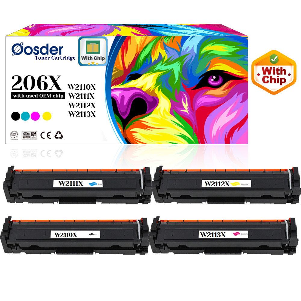 206X BK/C/M/Y Toner(Used OEM Chip),for HP M255dw/M282/283fdw,W2110X W2111X 12 13