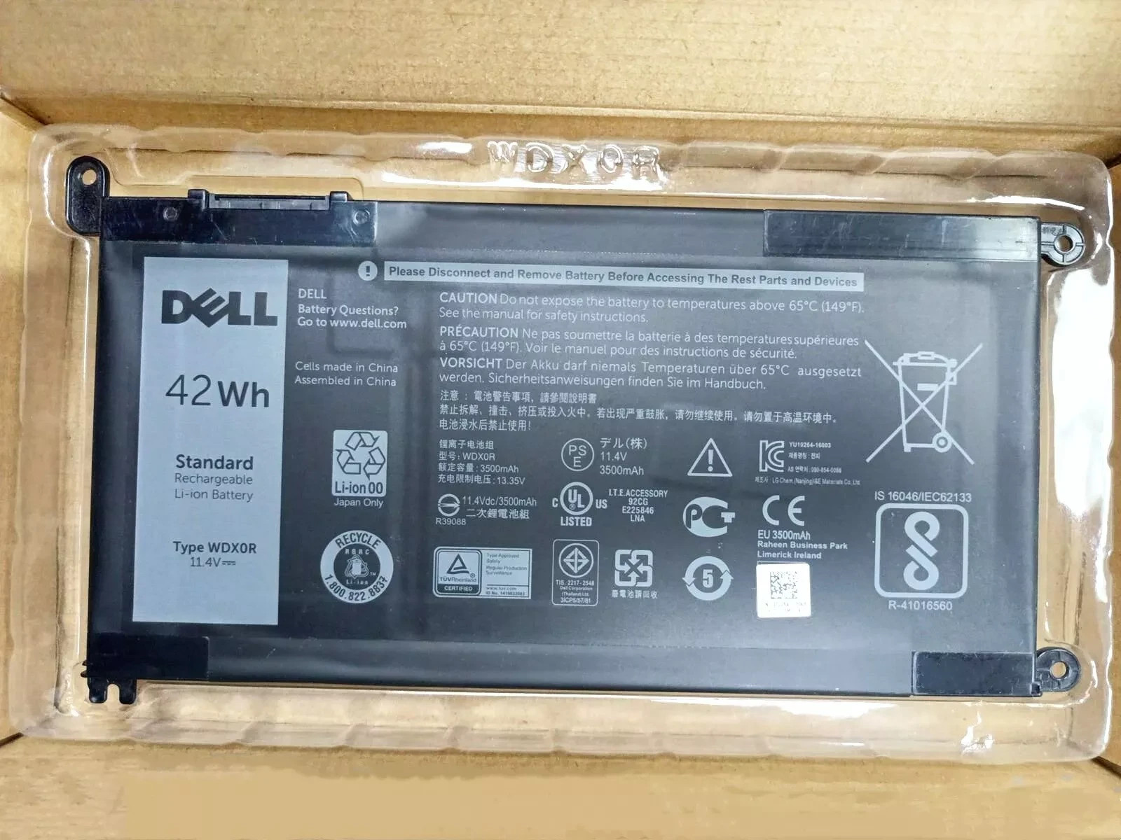Original WDXOR WDX0R Battery 42Wh For Dell Inspiron 13 5368 5378 5379 7368 7378