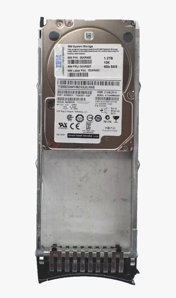 IBM 00AR400 1.2TB 2.5'' 10K 6Gb SAS HDD 00AR327 ST1200MM007 w/ caddy 45W2107